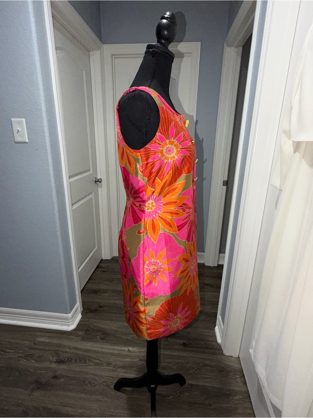 Jessica Howard Pink & Orange Floral Shift Dress size 6P - Picture 3 of 10